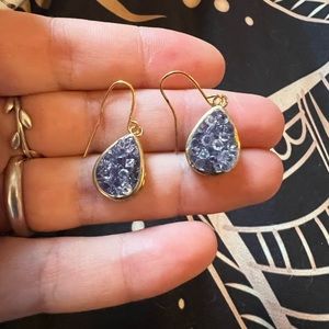 Gold plated amethyst druzy earrings
